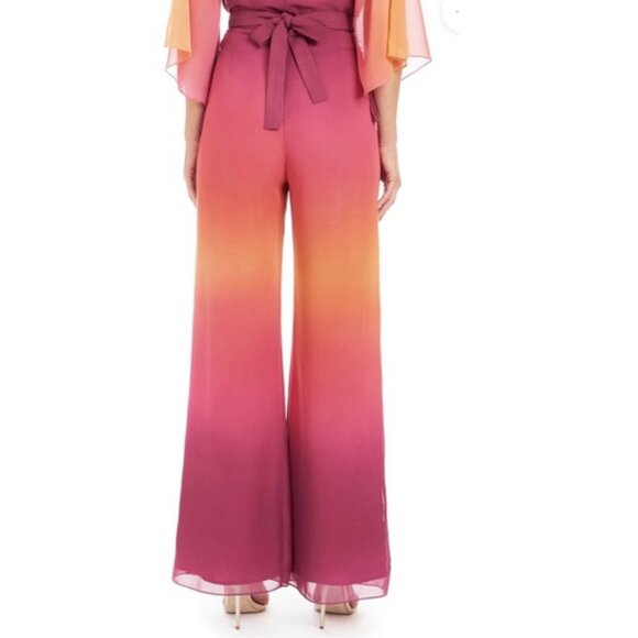 Amanda Uprichard Pants - Amanda Uprichard Ariya Wide Leg Sunset Ombre Palazzo Pants with Tie XS